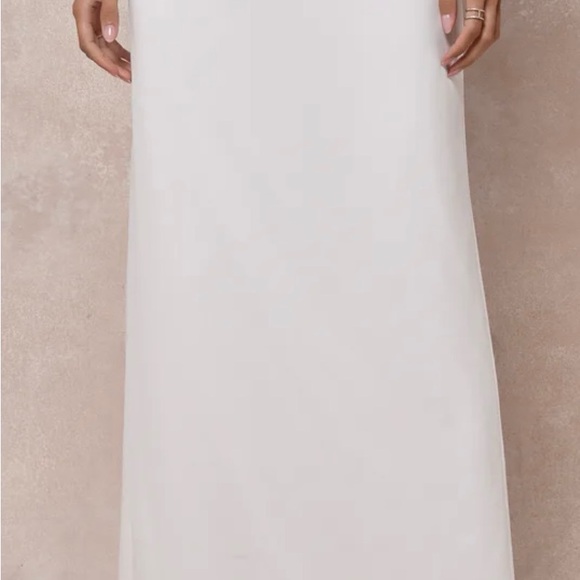 Everlasting Poise White Sheer Pearl Beaded Two-Piece Maxi Dress - Picture 4 of 6